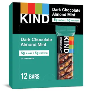 KIND Bars, Dark Chocolate Mint, Healthy Snacks, Gluten Free, Low Sugar, 12 Count