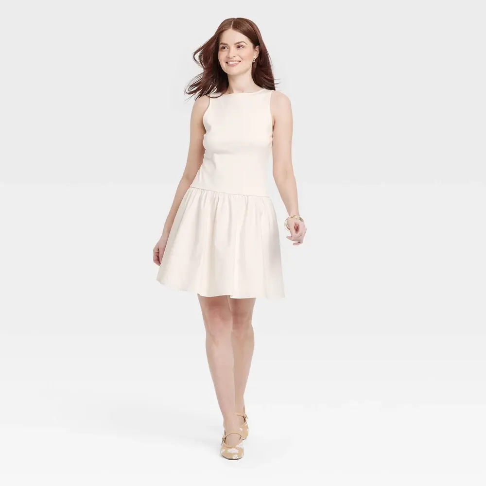 Women's Drop Waist Mini Dress - A