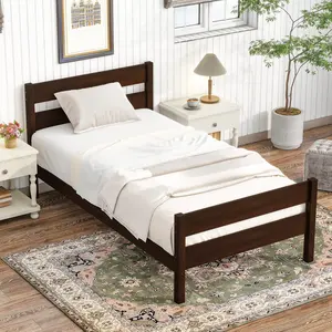 Dreamzon Twin Bed with Headboard and Footboard,Espresso