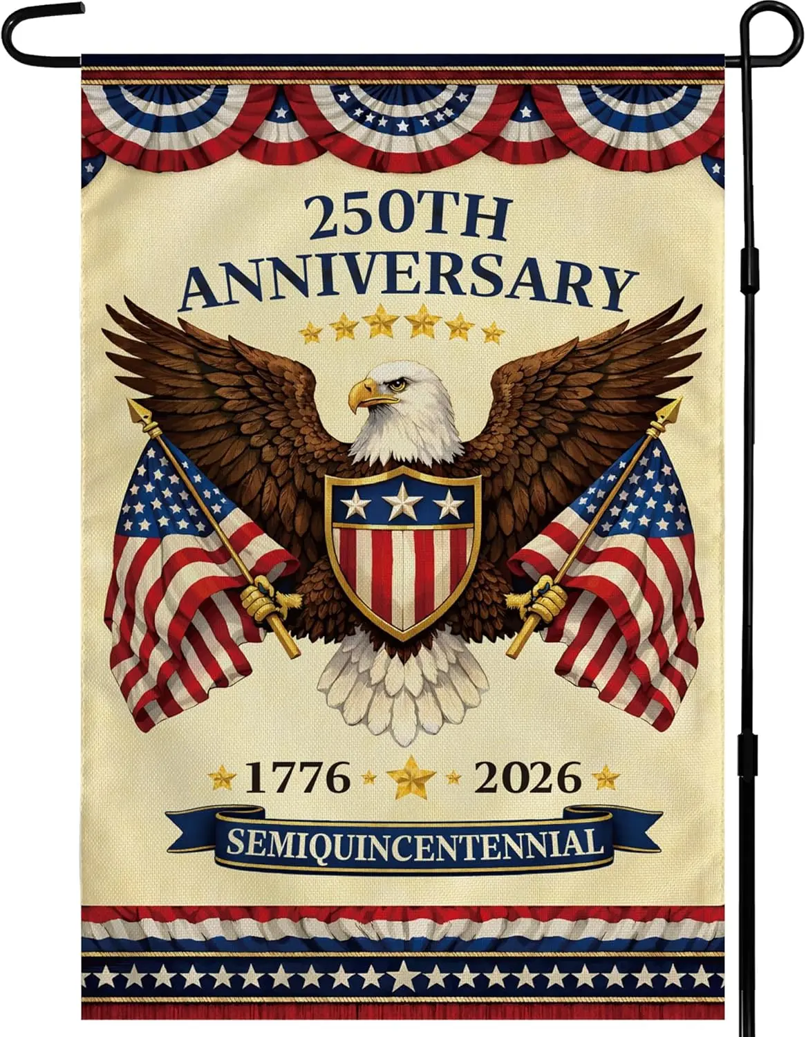 USA 250th Anniversary Garden Flag, Patriotic Eagle Shield Yard Flag, 1776-2026 Outdoor Decor Vintage Patriotic Eagle Yard Flag, 250th Anniversary USA Garden Flag, American Shield Outdoor Porch Decor 12*18inch