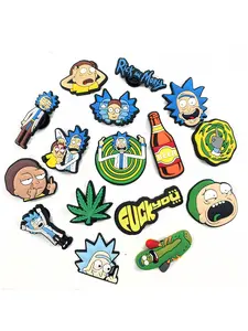 16pcs Rick and Morty Cartoon Shoe Accessories, Kids' Shoe Decorations, Wristbands, Sandals, Christmas Gifts, Cute Style, All Seasons