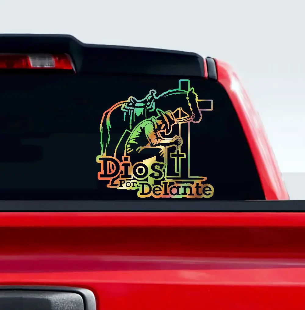 Cowboy Dios por Delante Sticker Adhesive Vinyl Decal car vehicle