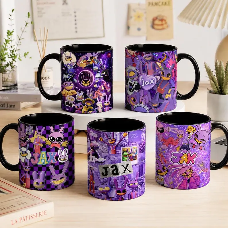 The Amazing Digital Circus 11oz and 15oz Accent Mug, Jax Character Coffee Mug, Caine Circus Mug Gift, Cartoon Fan Art Ceramic Cup