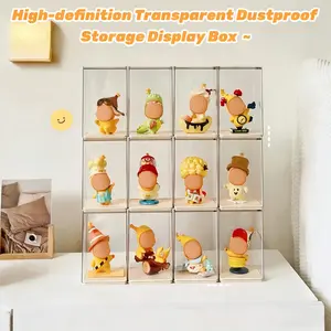 4 Piece Dustproof Display Cabinets, Figure Storage Box, Miniature Statue Collection Case, Stackable Design for Living Room, Study, Bedroom