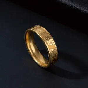 Fashionable and Popular Men Chinese Dragon Textured Ring Stainless Steel for Jewelry Gift and for a Stylish Look