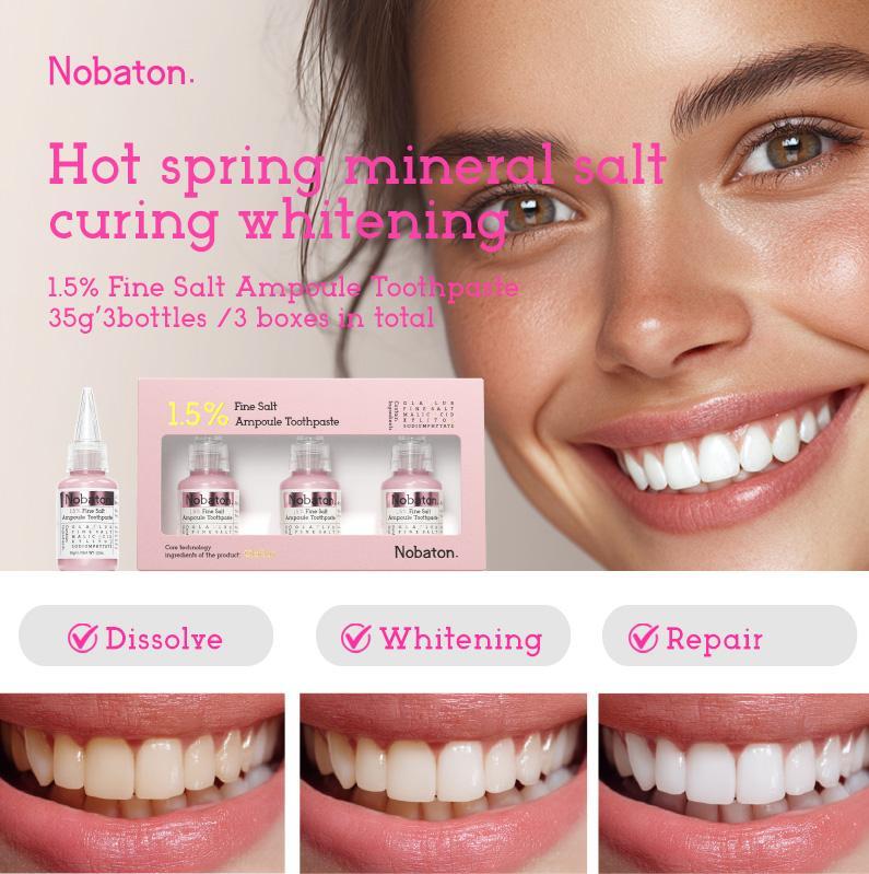 Nobaton Farm Oral Care Toothpaste Gift Set — Ampoule-Grade Formula: Long-Lasting Fresh Breath, Removes Yellow Stains — 1.5% Pink Salt Ampoule Toothpaste