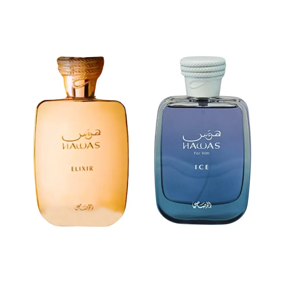 Rasasi Hawas Elixir & Hawas Ice Eau de Parfum 3.4 Oz Bundle – Fresh, Bold & Irresistible Fragrance for Men