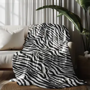 Luxurious Zebra Pattern Blanket, Striped Decorative Throw, Autumn Winter Warm Sofa Bed Blanket, All Seasons