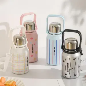 Sunrise Trendy Youth Thermos Cup 100% Leakproof Insulated Tumbler 24+ Hours Cold Preservation 27/34Oz Stainless Steel Travel Bottle Wide Mouth Dual-use Lid for Office Work