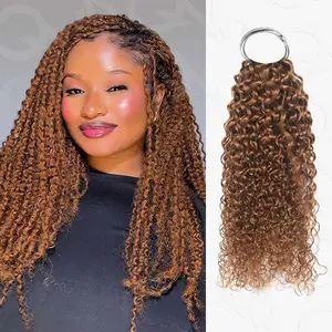 QVR Auburn Brown #30 Crochet Hair Afro Kinky Curly Machine Made Feather Human Hair Extension TikTokShopBlackFriday