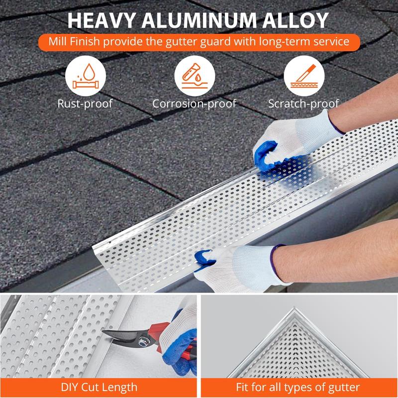 GARVEE Gutter Guard 5 inch 104Ft, Rain Gutter Guard, Aluminum Mesh Heavy Duty, Leaf Filter Guards for Gutters Debris Protection for Roof Gutter, Easy to Install