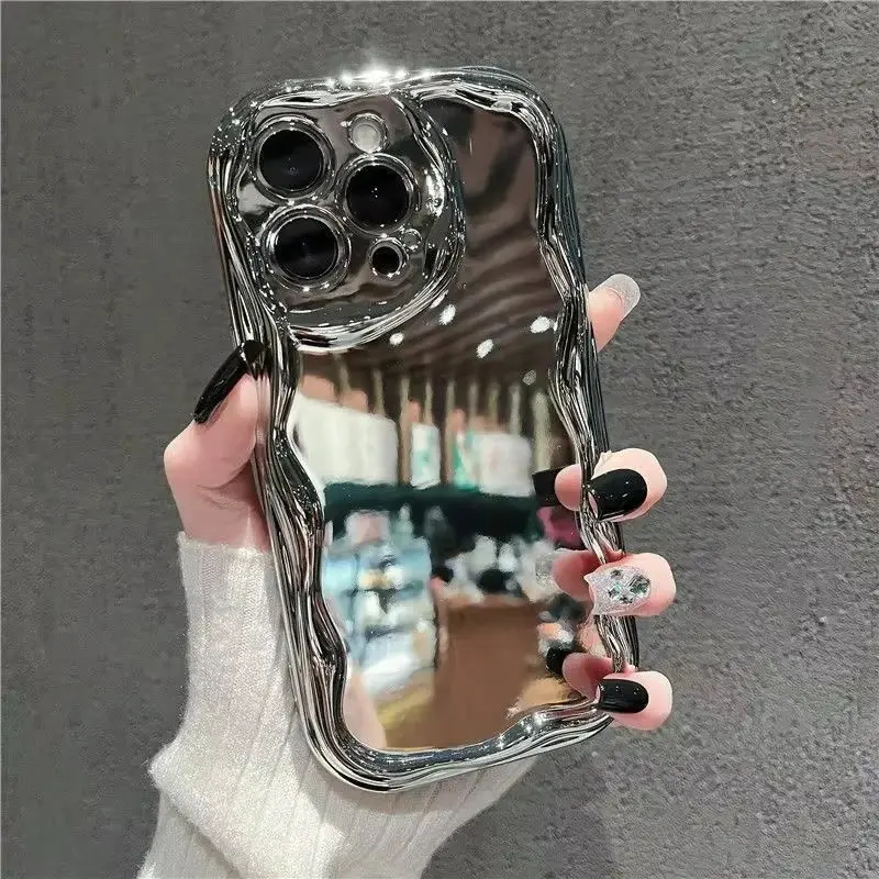 Butterflies Pattern Wave Mirror TPU Cellphone Case - Shockproof, Anti-Slip Grip Casing Cover for iPhone 17Air, 17, 16, 15, 14, 13, 12, 11 Pro Max, X, Xs Max
