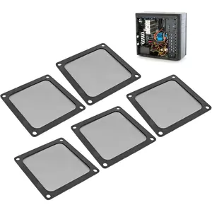 5PCS PC Case Dust Mesh Filter, 80x80mm / 3.1x3.1in Nylon Dust Filter Cover, Magnetic Frame Computer Cooler Fan Dust Mesh Grill Black, Supports 80mm Ventilation Holes