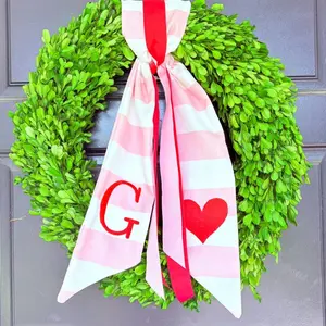 Valentine Wreath Sash with Heart and Monogram