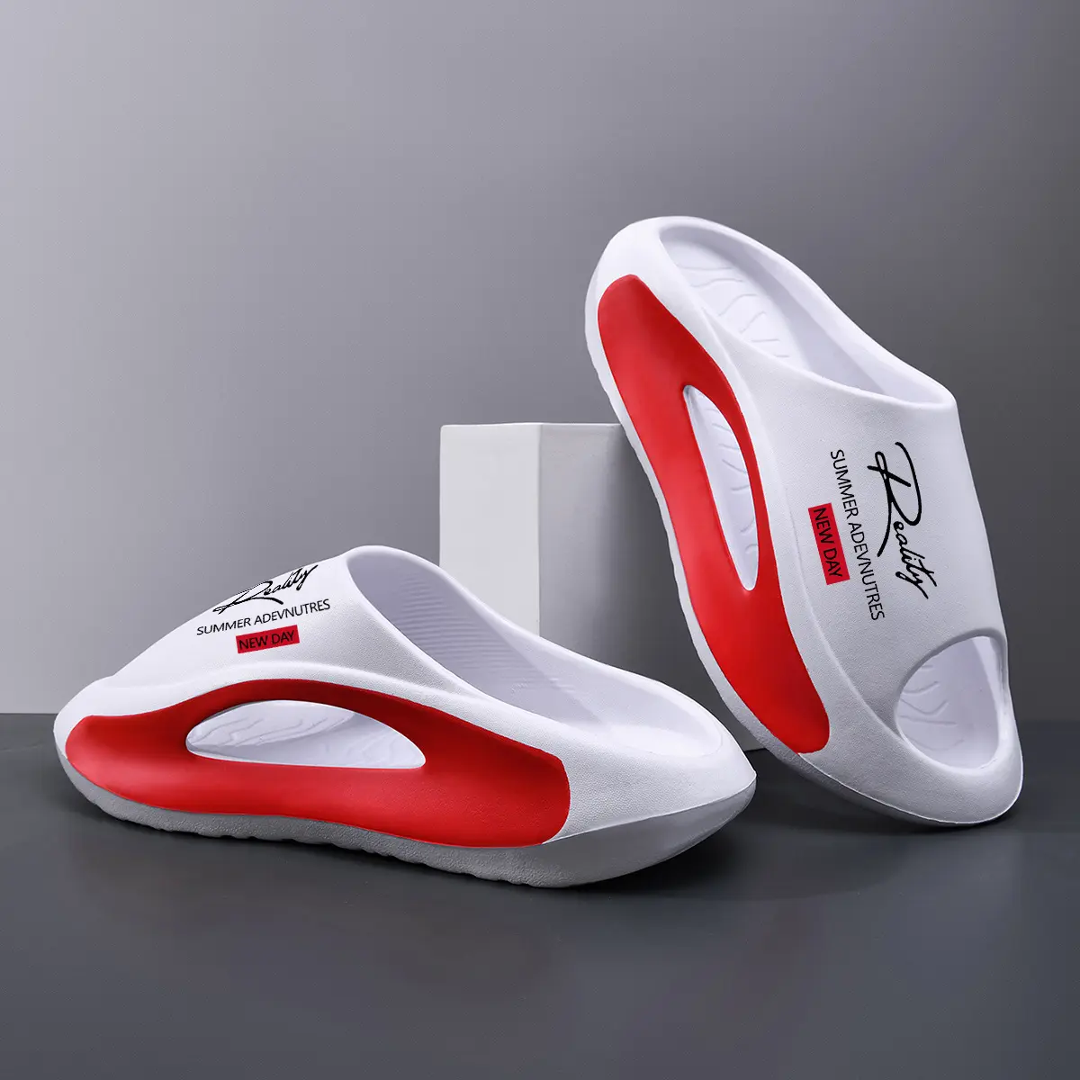 Men\'s White Red Orthopaedic Mules Recovery Sandals Summer Fascistic Casual Amazon.com | COFACE Mens Recovery Sandals Arch Support  main image 4
