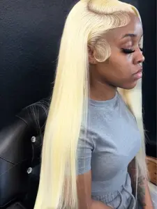 Phyoung Hair 613 Blonde 13x6 HD Lace Frontal Wig Pre Plucked Straight Lace Front Synthetic Wigs For Women Can Be Curled & Restyle