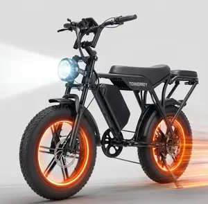 T8 Electric Bike for Adults 1500W Peak Power 60V 15Ah Battery 80 Miles Range, 28MPH Fast 20" x 4.0 Fat Tire Ebike All-Terrain Electric Mountain Bicycle with Shimano 7-Speed, Front Suspension & LED Lights Off-Road