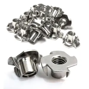 Stainless Steel T-Nuts, 1/4"-20 Inch, (25 Pack), Anti Corrosion Threaded Insert, Choose Size/Quantity, by Bolt Dropper, Pronged Tee Nut. 1/4"-20 x 7/16"