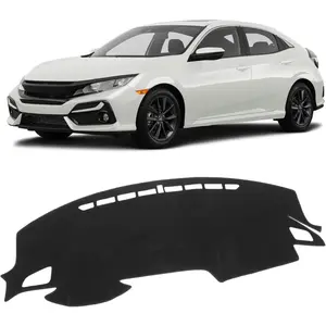 Car Dash Cover Mat for Honda Civic 2016-2018 2019 2020 2021 (Hatchback/Sedan/Coupe) Polyester Non-Slip Center Console Dash Cover Interior for Civic Accessories Sunshade Windshield Glare Black