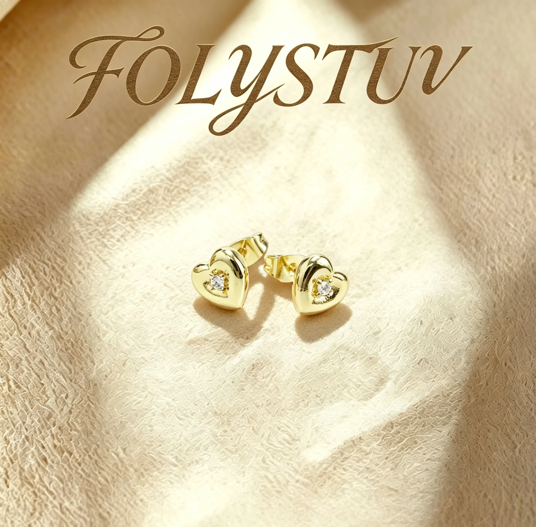 [8mm diameter][FOLYSTUY (C122/C123)] Heart/4-leaf Flower Inlaid White Stone Earrings Unisex Fashion Trend Accessory Christmas Gift