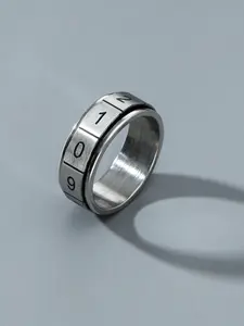 Men's Fashion Digital Turn Stainless Steel Ring, Stylish Rotating Number Design, Casual Wear Accessory, Perfect Gift Idea