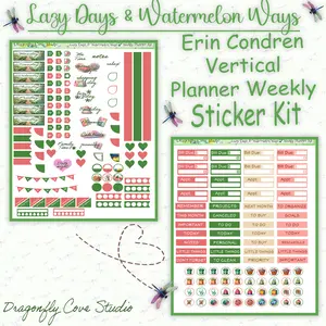 EC Vertical Planner | Weekly Sticker Kit | Lazy Days & Watermelon Ways