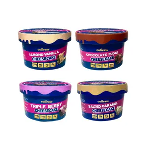 Culiraw Variety Pack - 4 Pack of Plant-Based Protein Cheesecakes Almond Vanilla Triple Berry Chocolate Fudge & Salted Caramel Gluten-Free Sweetened with Dates Snack Natural Seed Flavor