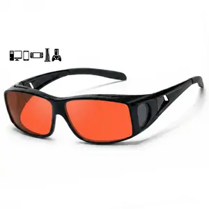 OptiCraft Gaming Glasses Wear Over Prescription, Blue Light Blocking, Headset Compatible, Amber-Orange Lenses to Reduce Digital Eye Strain and Relieve Headaches, Enhance Focus for Esports & Gamers