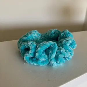 Aqua Blue Velvet Yarn Scrunchie Handmade Soft Hair Tie Stocking Stuffer Perfect for Birthdays Bridesmaid Favors & Secret Santa Gifts
