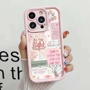 God Jesus Bible Pattern Phone Case, Soft Silicone, Fully Protected and Shockproof For iPhone 16 15 Pro Max 14 16Pro 13 12 11 XSMAX Plus Cover Girl Y2K