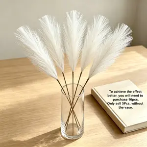 5pcs Artificial Pampas Grass Stems, Decorative Floral Fillers, Wedding Centerpiece, Valentine's Day, Home Decoration, Home Decor Accessory