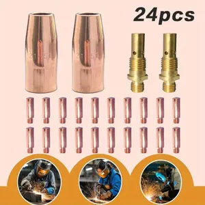 Mig Welding Gun Accessory 0.035" Kit for Lincoln Magnum 100L or Tweco Mini/#1 Mig Gun: 20pcs Contact Tips 11-35 0.035" + 2pcs Gas Nozzles 21-50 1/2" + 2pcs Gas Diffusers 35-50, 0.035 In outdoorfun