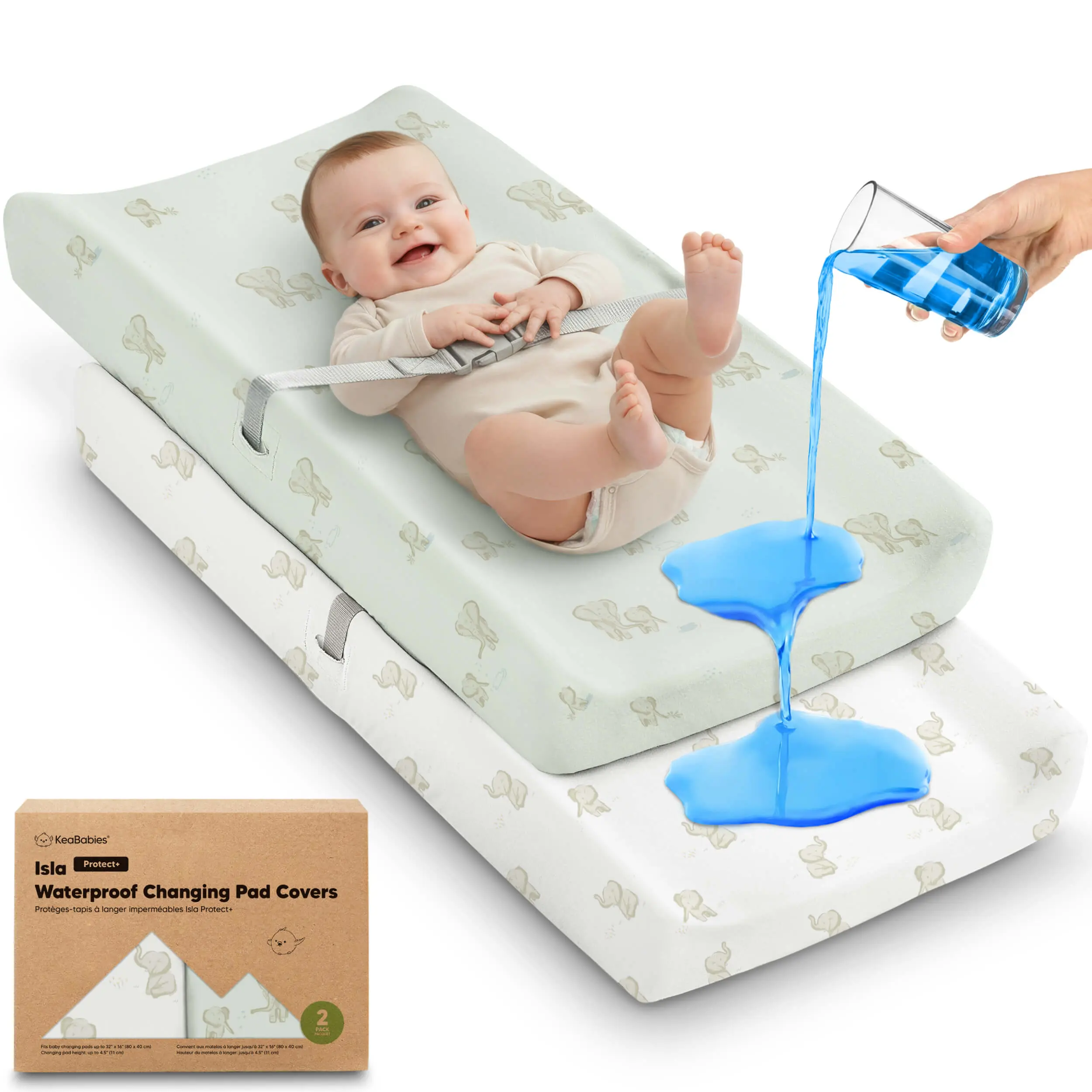 2-Pack Waterproof Changing Pad Covers Boy, Girl – 32x16 Soft Viscose Derived From Bamboo Baby Changing Table Cover, Wipeable Diaper Change Pad Sheets, Nursery Contour Baby Diaper Change Liner