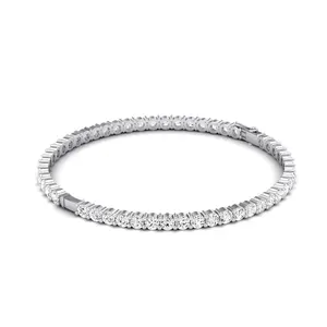 Athena Round Classic Bangle Moissanite Bracelet