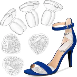 Heel Cushion Inserts and Metatarsal Pads for Women, 3 Pairs Heel Grips and 3 Pairs Ball of Foot Cushions, Silicone Shoe Pads Insoles for High Heels, Blister Prevention for Too Big Shoes Footwear Comfort