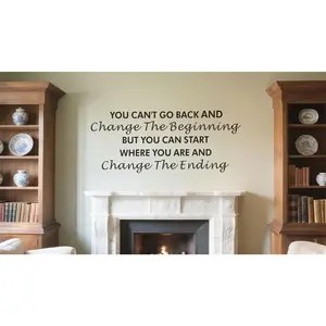 You Can't Go Back and Change The Beginning Inspirational Quotes Wall Decals, Motivational Saying Wall Stickers for Classroom Office, Ability Attitude Positive Vinyl Removeble Wall Decor