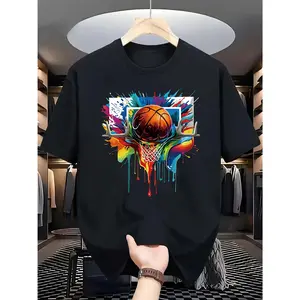 Men Stylish Print T Shirt Summer Casual Loose Fit Short Sleeve Crewneck Fashion Design for Men Teenagers Boys with Cool Patterns