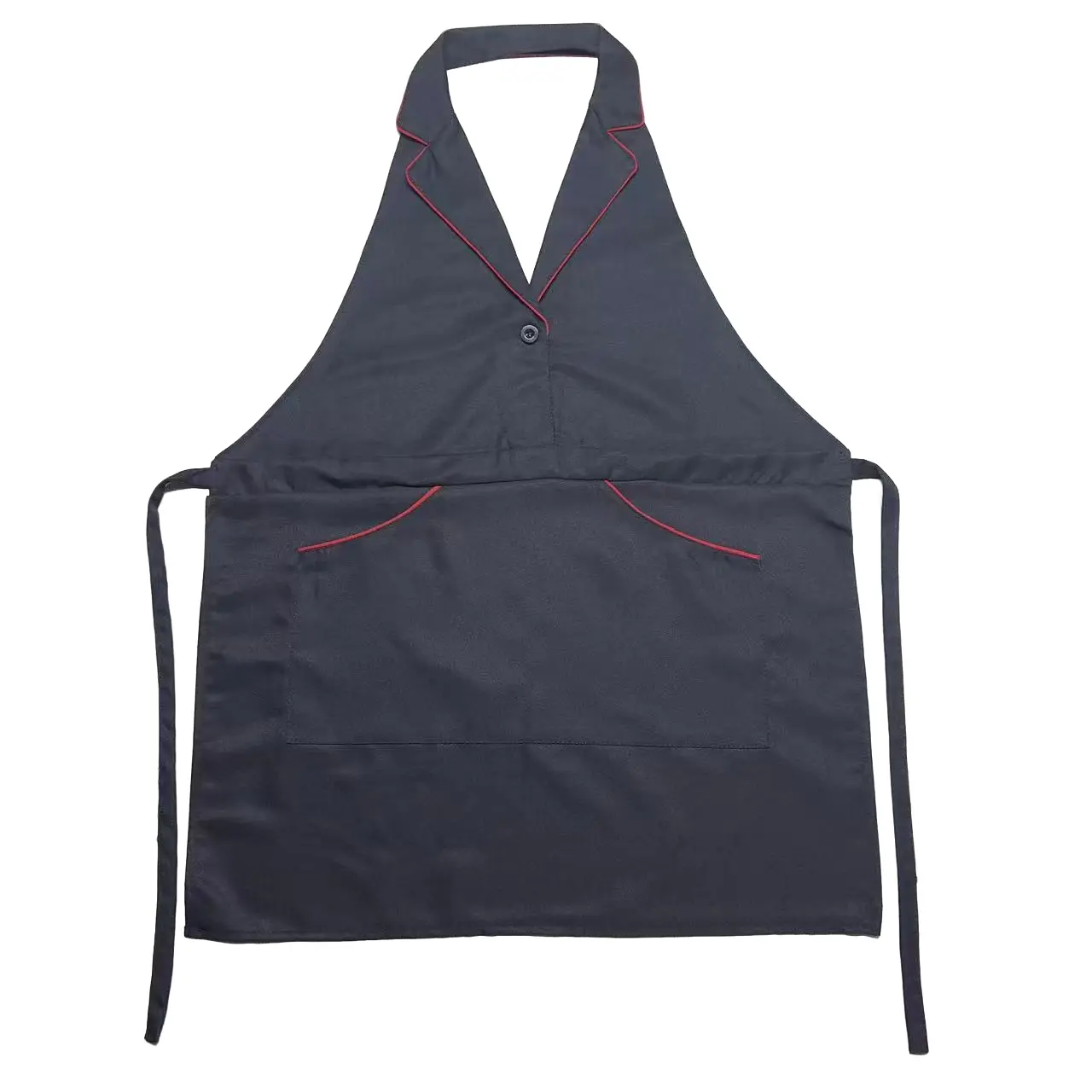 Elegant Women's Geometric Waterproof Work Apron with Double Buckle Design, Reversible Collar with Pockets, Suitable for Hotels, Restaurants, Beauty Salons, Kitchen Cooking Aprons, Server Aprons