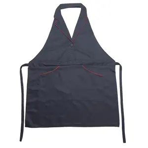 Elegant Women's Geometric Apron with Double Buckle Design, Reversible Collar with Pockets, Suitable for Hotels, Restaurants, Beauty Salons