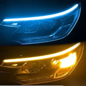 2 Pack LED Daytime Running Lights, Flexible Waterproof Car Light Strip, Turn Signal, Brake Flowing Light, 12V, Car Decorative Light