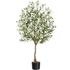 GARVEE Artificial Olive Trees for Indoor Decor: Realistic Trunk, Leaves, and Fruits in Various Heights (4FT-7FT) for Home, Office, Living Room, Bedroom, and Foyer with Potted Topiary and Dried Moss