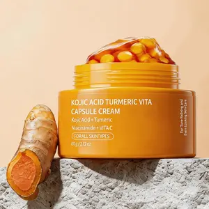 Curcumin Turmeric Vitamin Capsule Cream Brightening Hydrating Moisturizing Soothing Firming Pill Face Cream