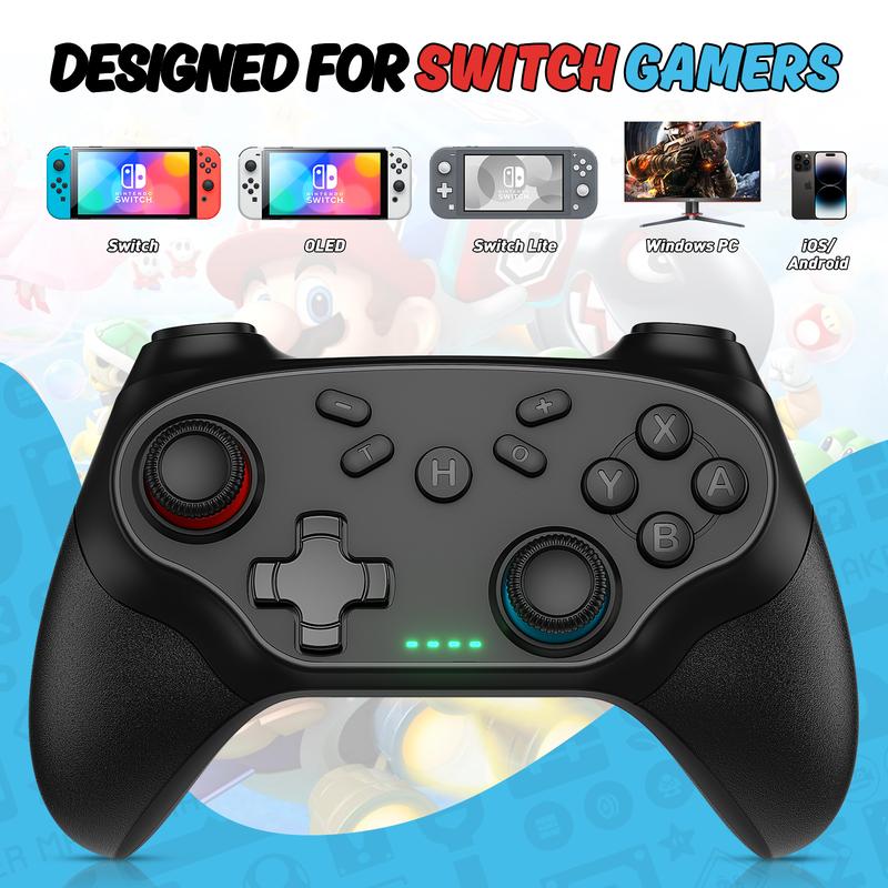 Wireless Switch Pro Controller for Nintendo Switch - Switch Controller Support Turbo Function Compatible with Nintendo Switch/Switch Lite/Switch OLED/Windows PC (Black)