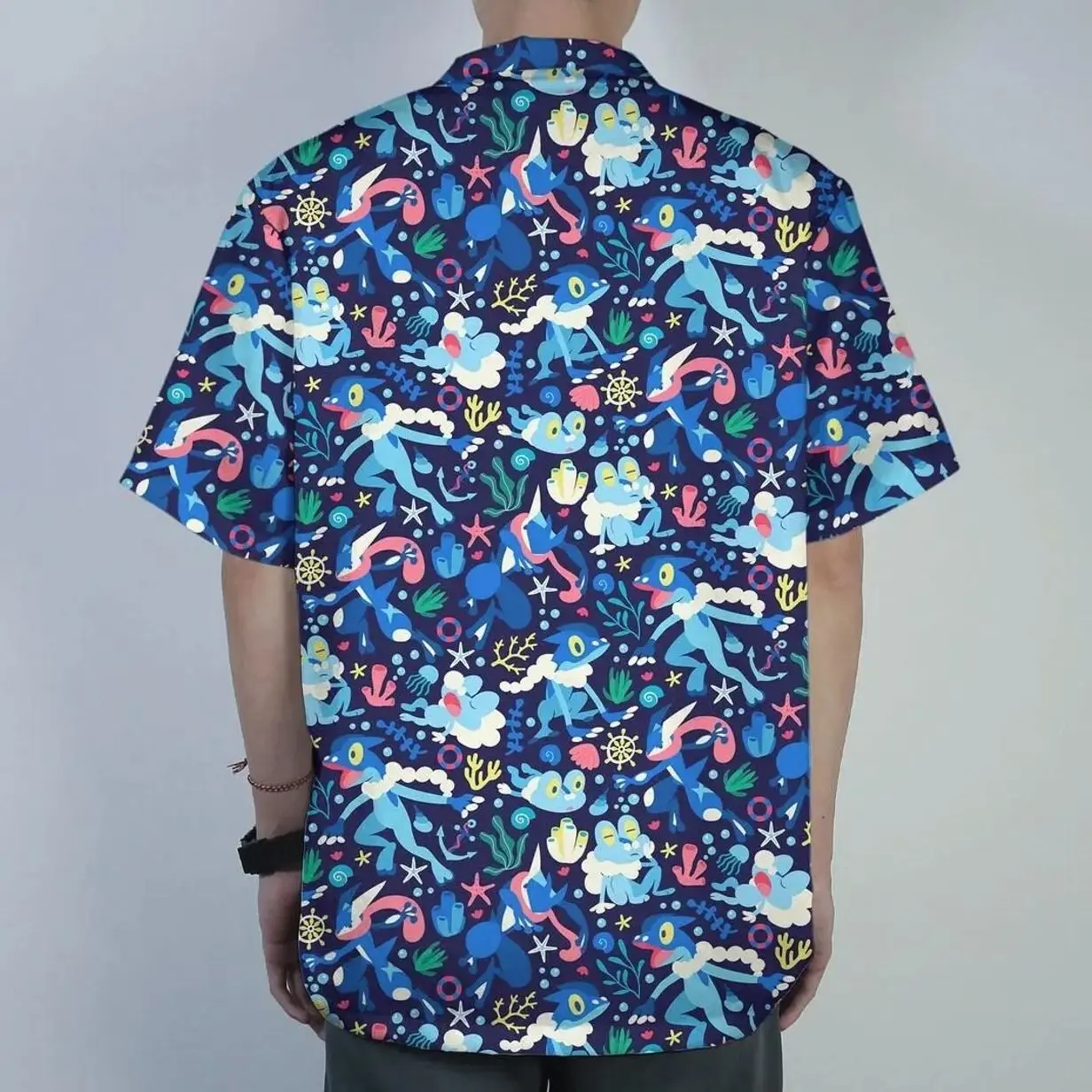 Greninja Froakie Hawaiian Shirt Tropical Button Up Shirt Summer Beach Short Ocean Pattern Matching Set Unisex Outfit Greninja Shirt Gifts