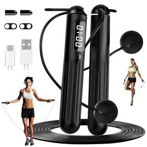 LMMAKE 2-in-1 Smart Jump Rope with Digital Counter, Adjustable Fitness Skipping Rope with Silicone Handles for Adults & Kids, Cordless Exercise Equipment for Home Cardio Workouts