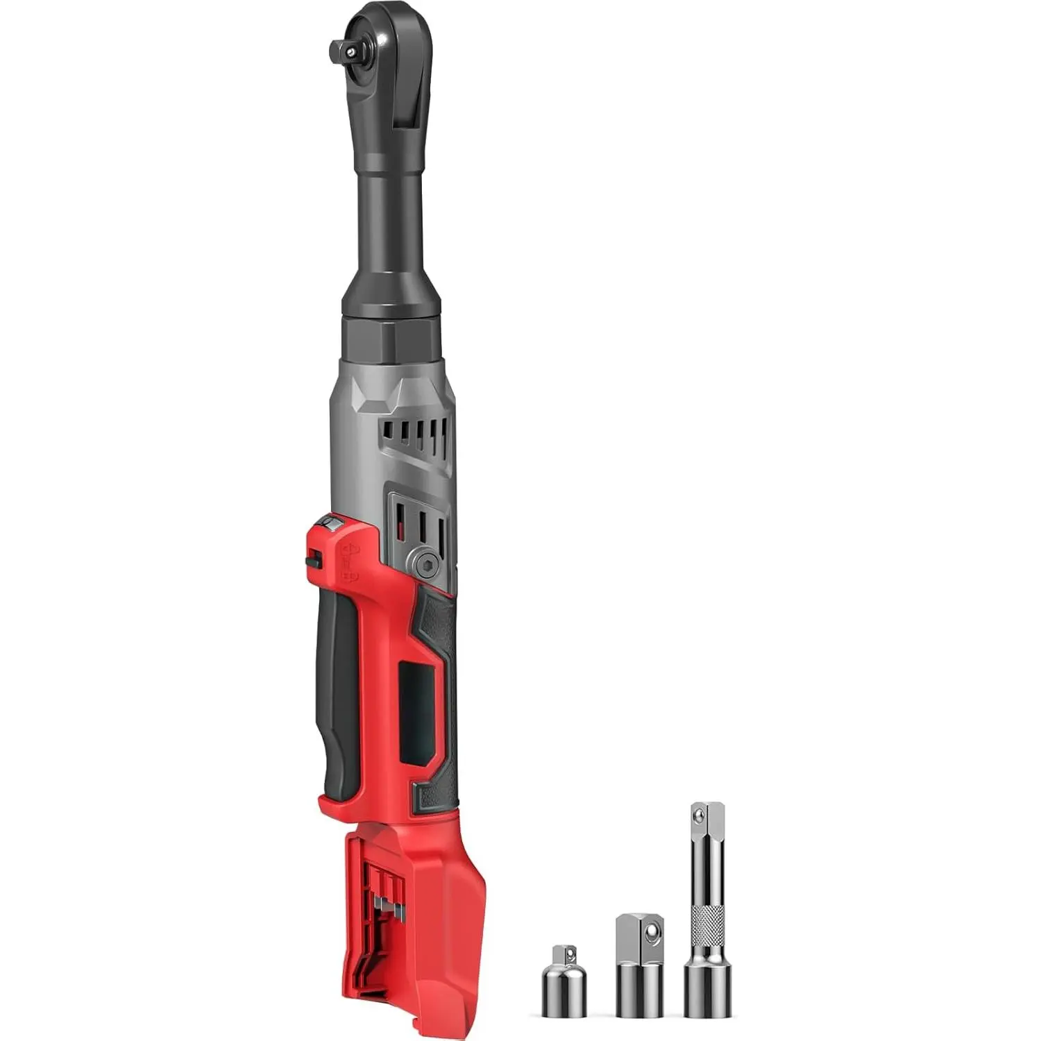 3/8" Head Brushless Motor Aluminum Cordless Ratchet Wrench (Tool Only) for Milwaukee 18V Battery, 75FT-LBS(102N.m) Body, Variable Speed, LED Light for Tight Spots, Safety Lock Storage, 1/4"-1/2" Adapters Set, 3" Extension Bar, Ergo Grip for Deep Areas, Le