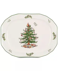 Spode Christmas Tree 14" Oval Platter Porcelain Dishwasher Safe