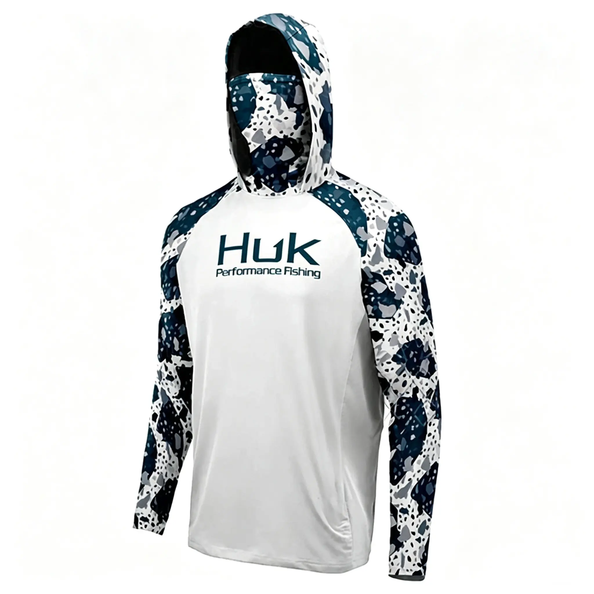 Hooded fishing suit outdoor summer long sleeved sunscreen T-shirt breathable face towel one-piece fishing suit