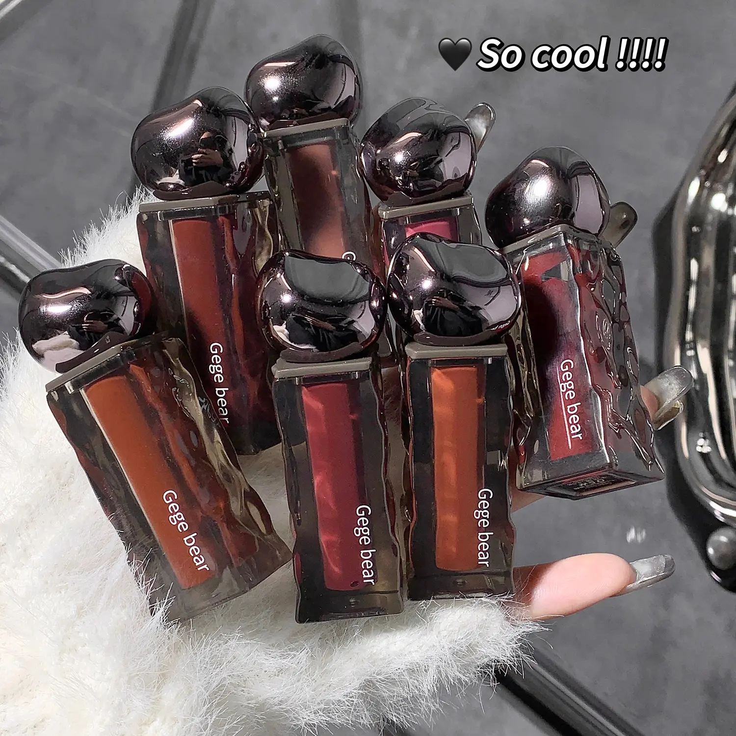Gege Bear 7-Color Mini Waterproof Korean Lip Makeup Set - Volumizing Lipgloss & Lipstick, High-Shine Sheer Watery Tint, Plumping, Hydrating, Vitamin E-Infused, Vegan & Cruelty-Free Lollipop Cosmetic, Hydrate & Plump, Korean Makeup