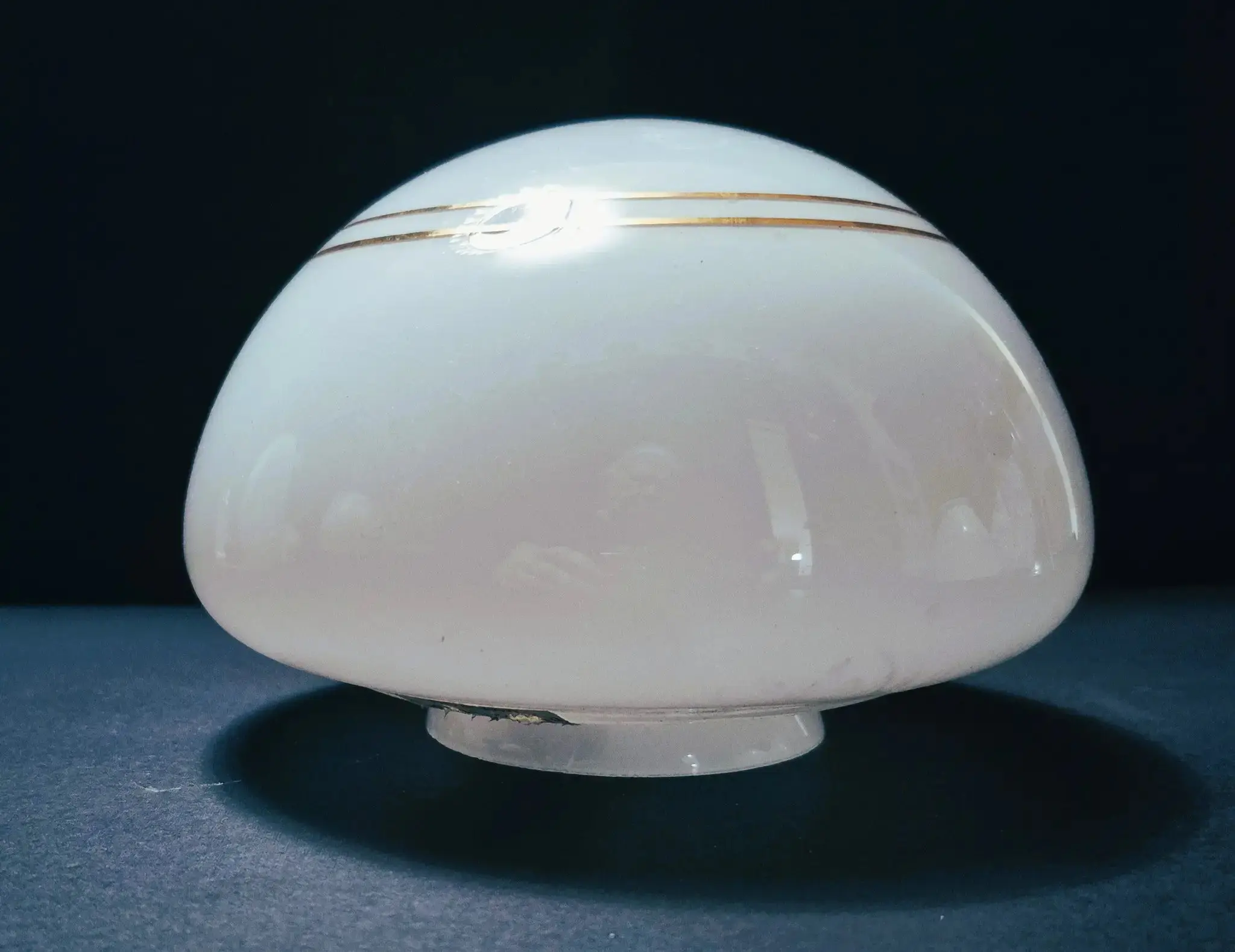 35631 - White Opal Ceiling Shade with Double Gold Trim
